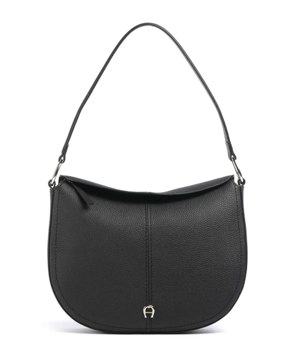 Savannah M Hobo bag grained cow leather black