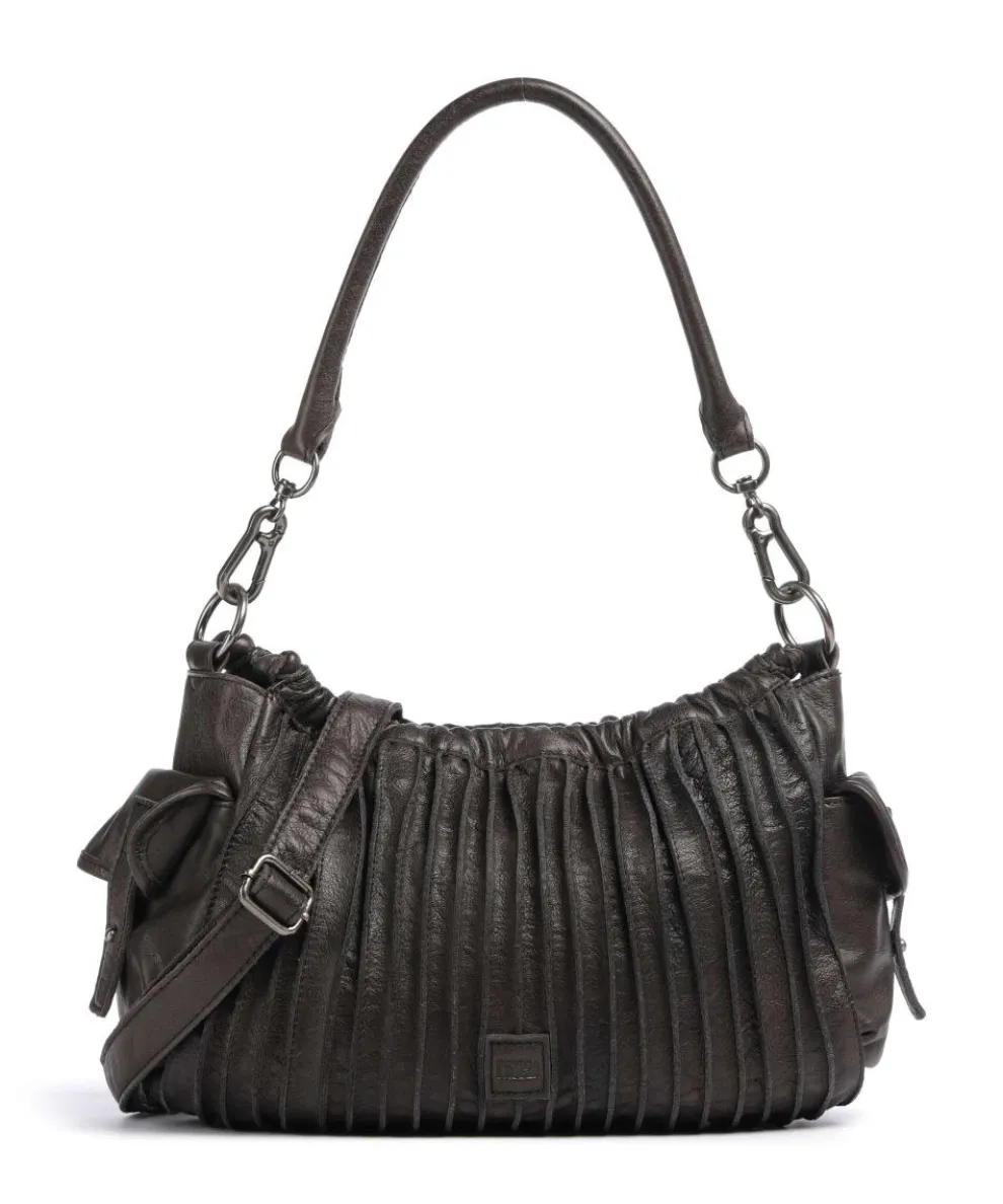 Say Hello Shoulder bag grained leather dark brown