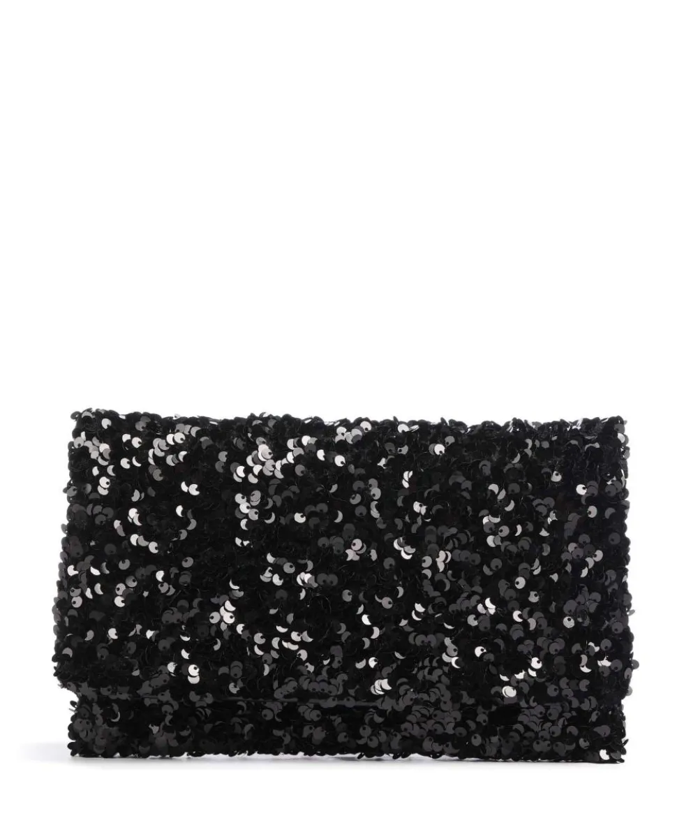 Sequins Clutch bag cow leather black