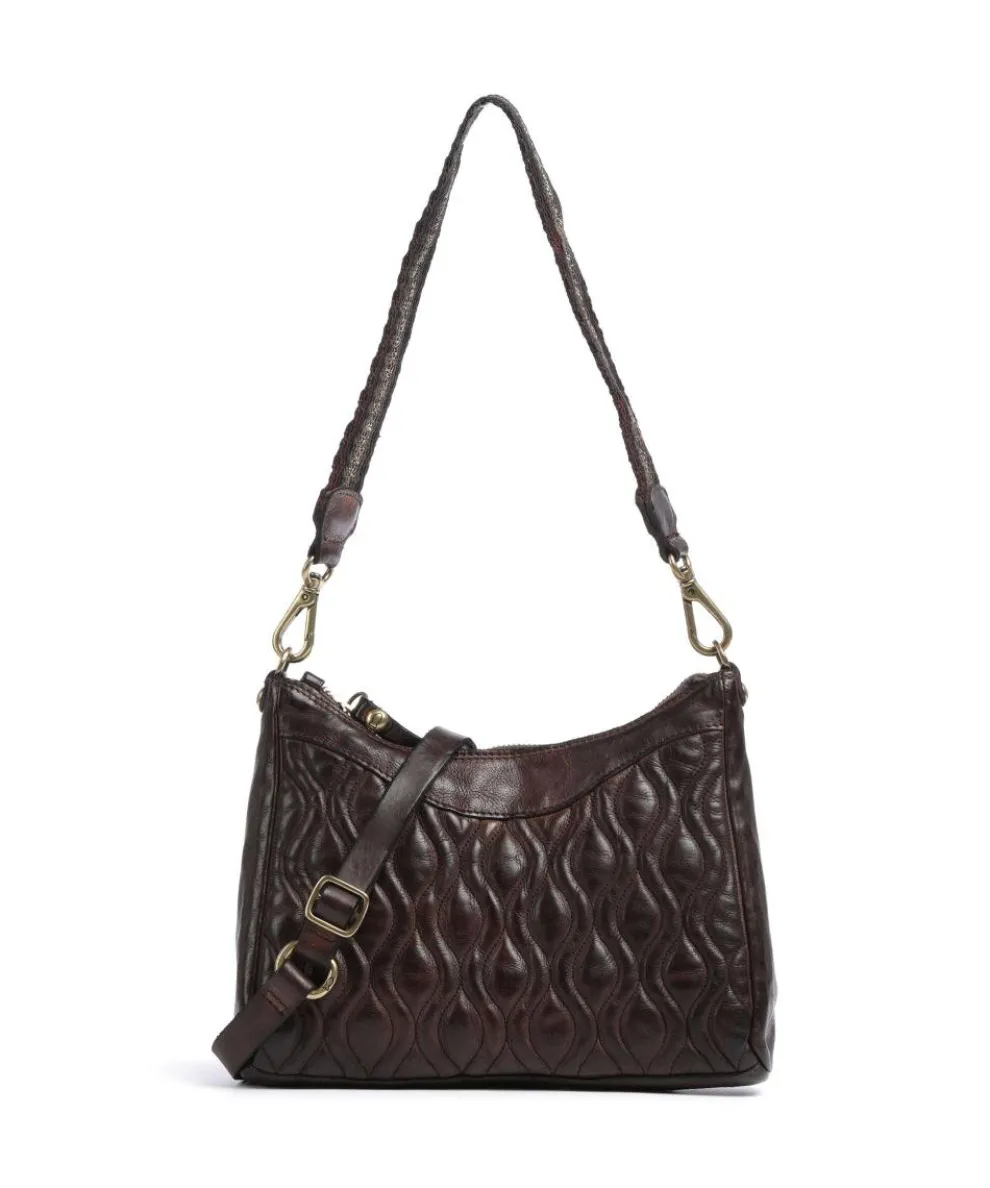 Shoulder bag grained cow leather dark brown