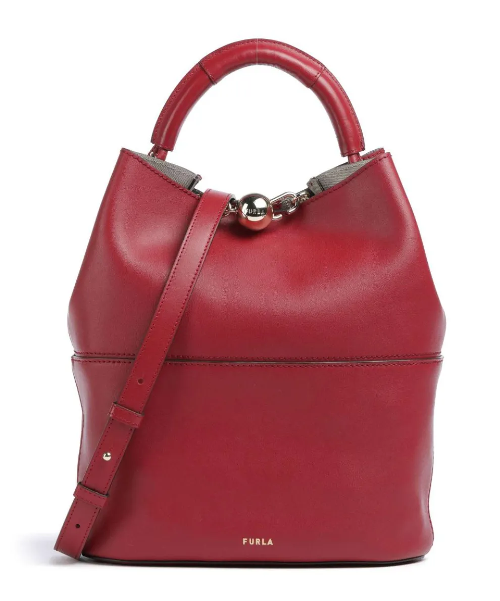 Sfera S Bucket bag fine grain leather dark red