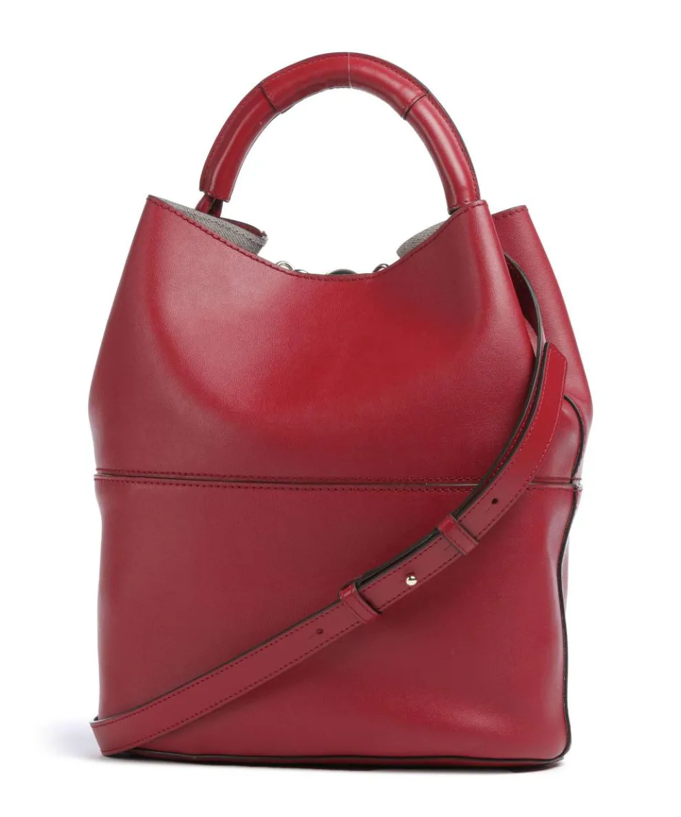 Sfera S Bucket bag fine grain leather dark red