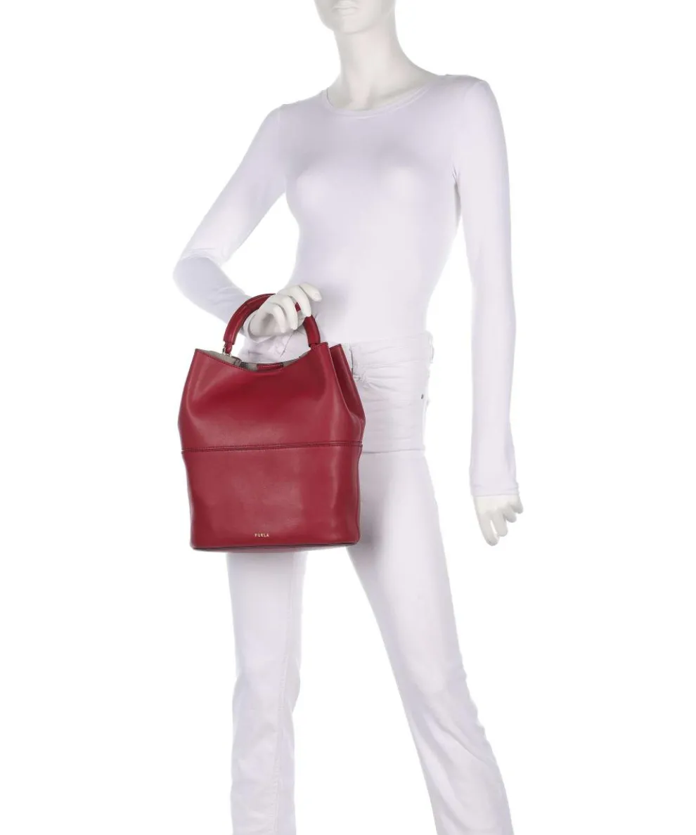 Sfera S Bucket bag fine grain leather dark red
