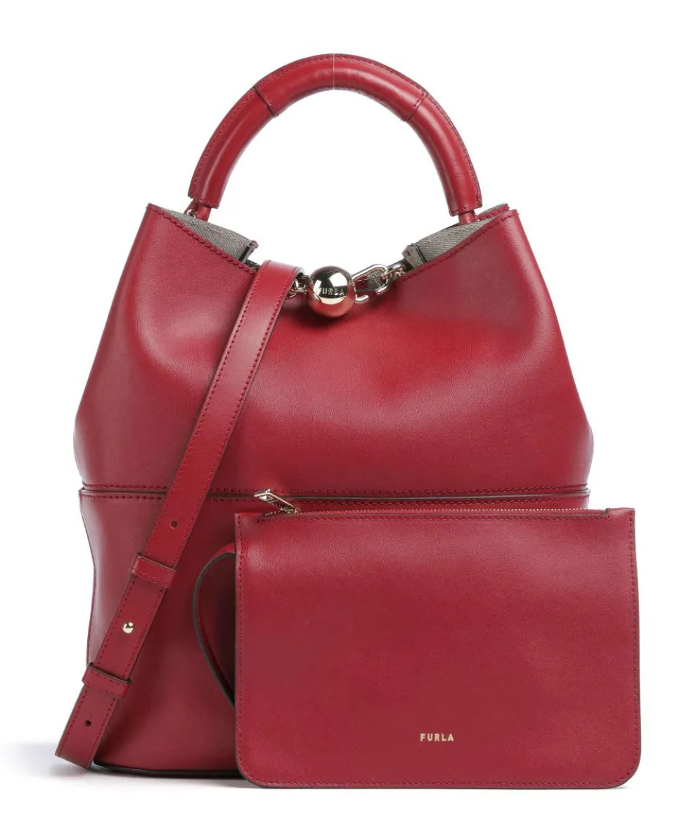 Sfera S Bucket bag fine grain leather dark red