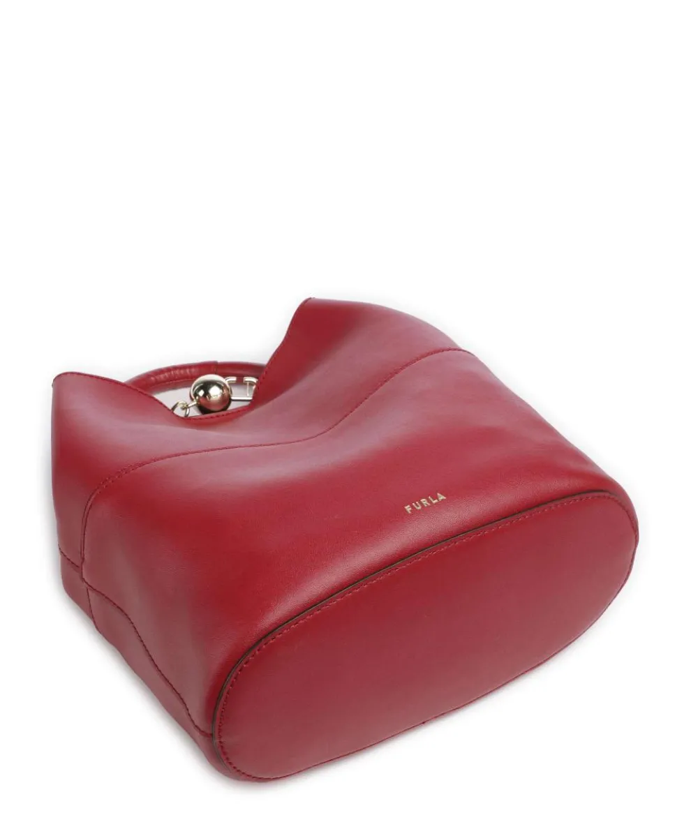 Sfera S Bucket bag fine grain leather dark red