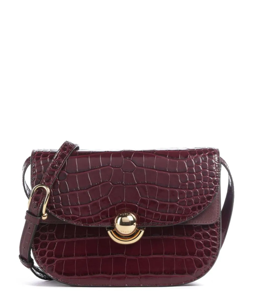 Sfera S Crossbody bag embossed leather dark red