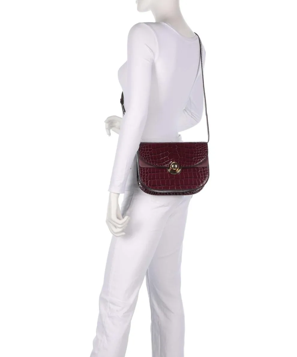 Sfera S Crossbody bag embossed leather dark red