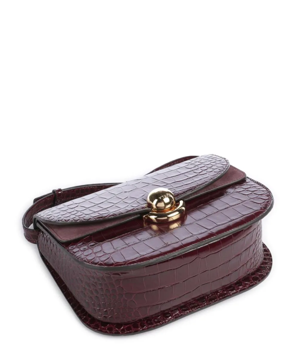 Sfera S Crossbody bag embossed leather dark red