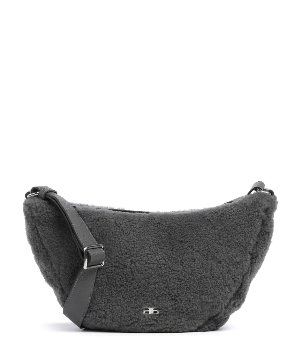 Shearling By My Side Crossbody bag fur, grained cow leather dark grey