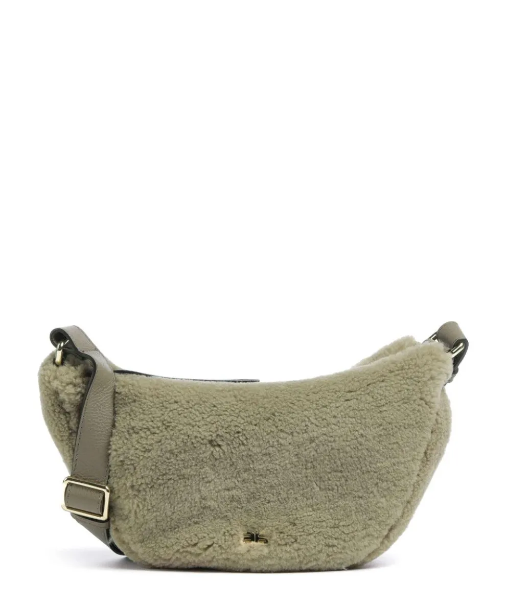 Shearling By My Side Crossbody bag fur, grained cow leather green