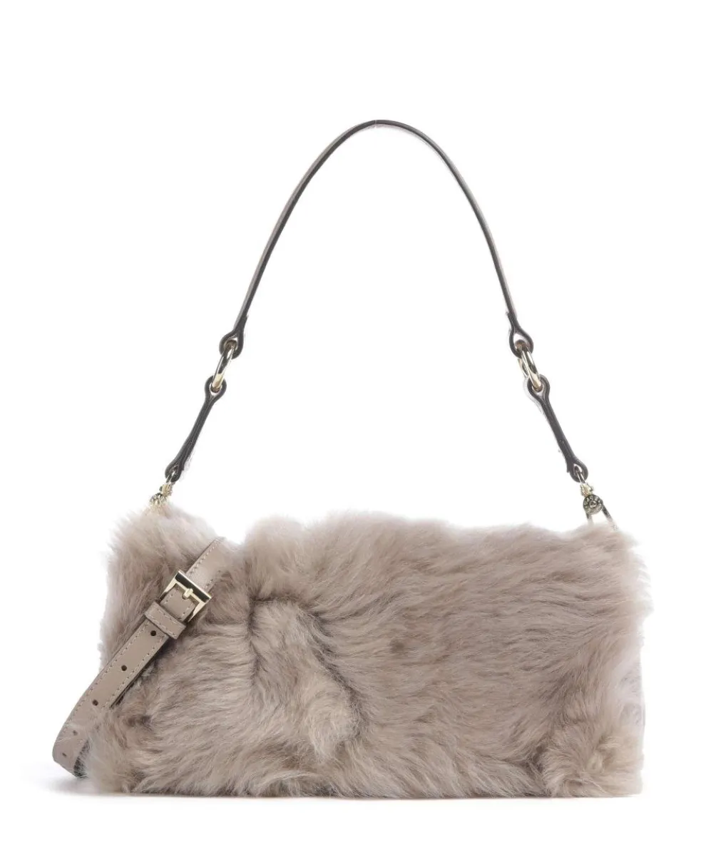Shearling Mila Shoulder bag fine grain leather light grey