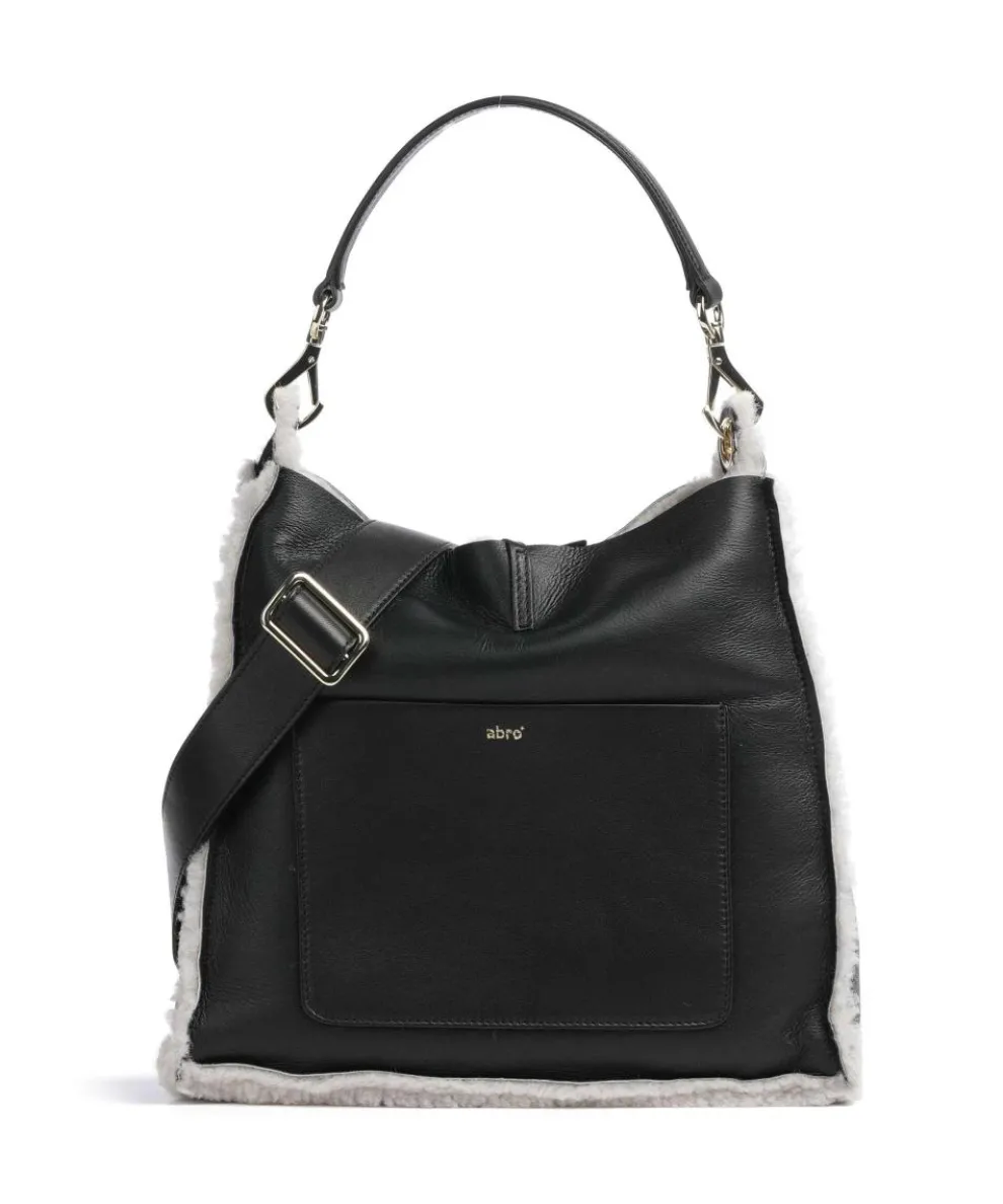 Shearling Raquel Hobo bag fur, fine grain leather black
