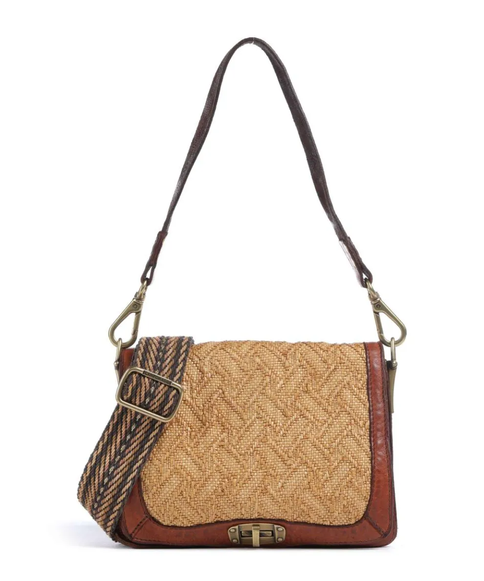 Shoulder bag cow leather, polyamide cognac