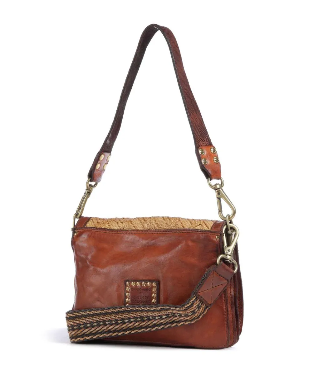 Shoulder bag cow leather, polyamide cognac