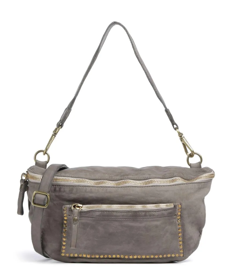 Shoulder bag fine grain cow leather grey
