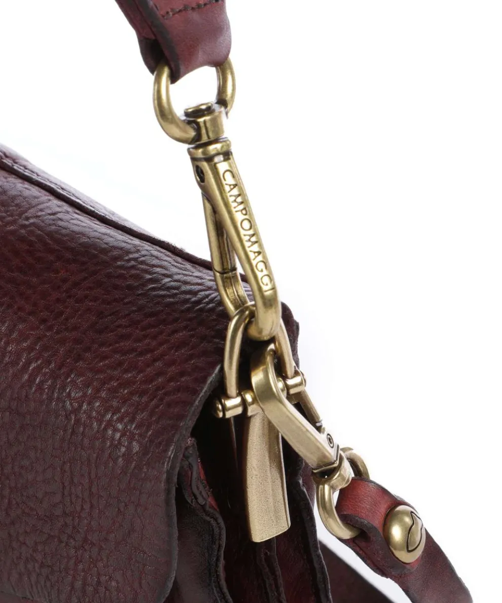 Shoulder bag fine grain cow leather dark red