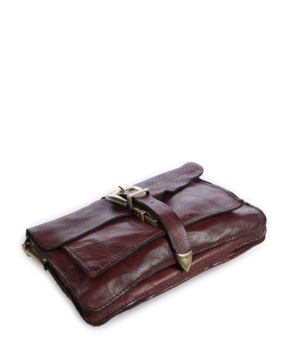 Shoulder bag fine grain cow leather dark red