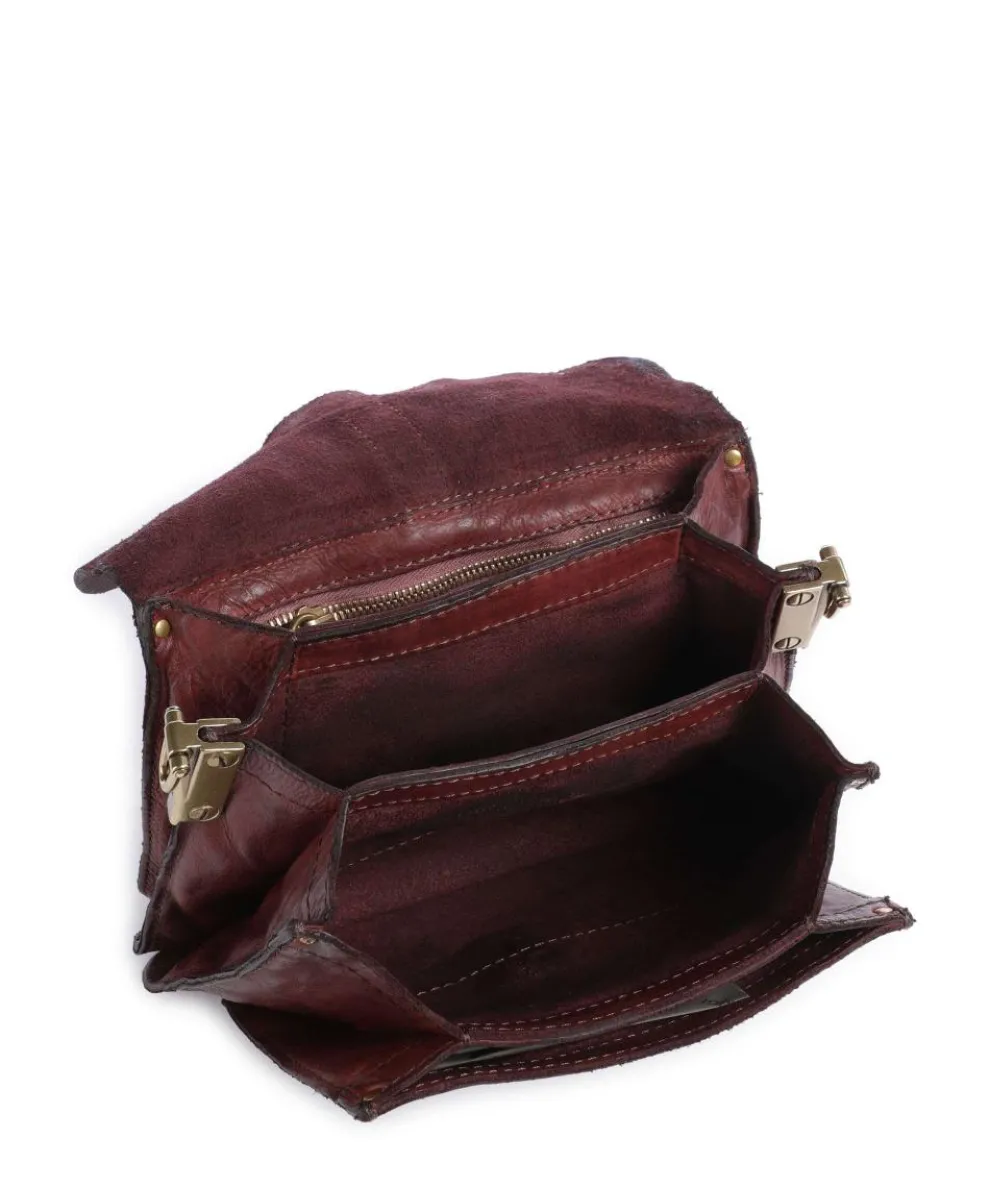 Shoulder bag fine grain cow leather dark red