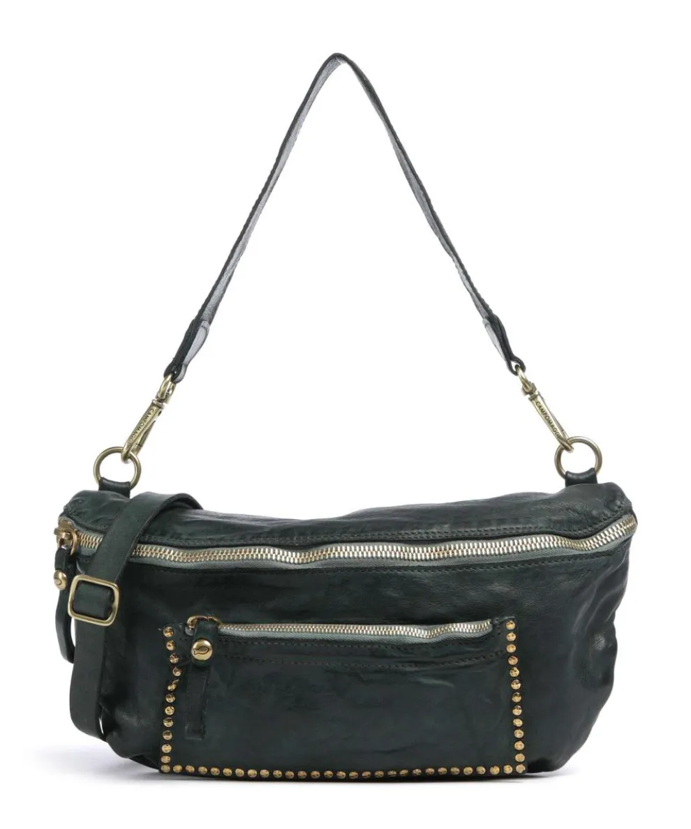 Shoulder bag fine grain cow leather dark green