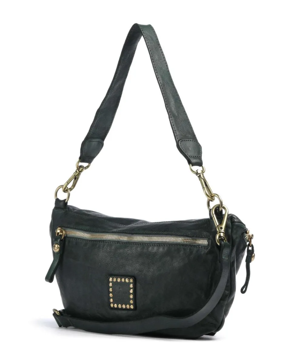 Shoulder bag fine grain cow leather dark green