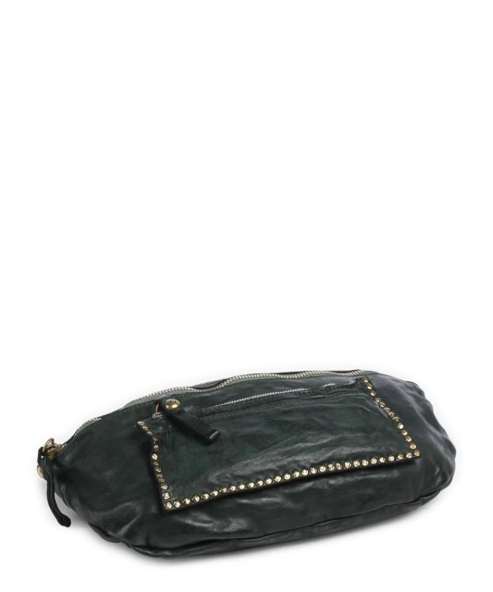 Shoulder bag fine grain cow leather dark green