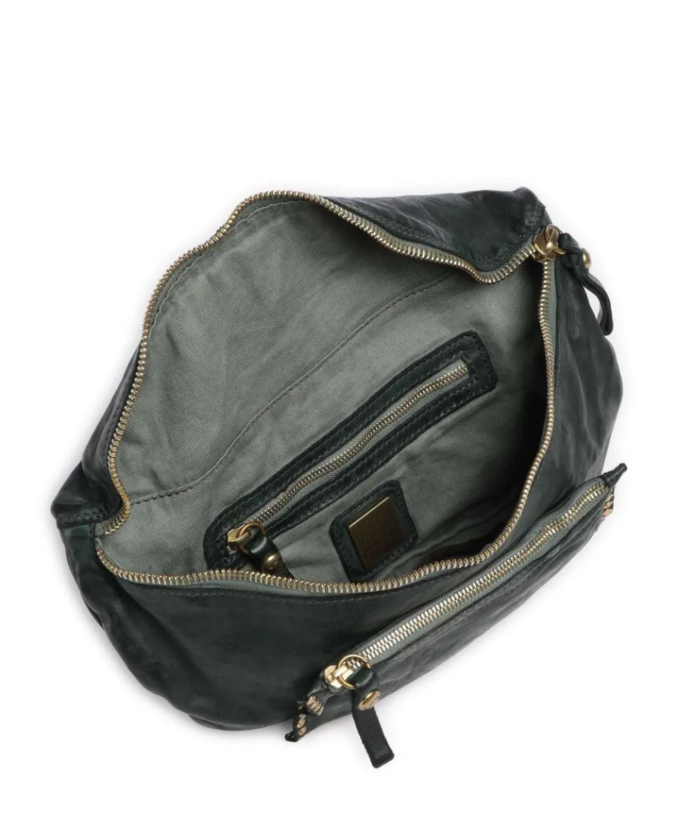 Shoulder bag fine grain cow leather dark green