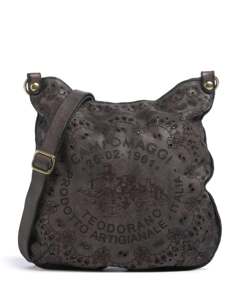 Shoulder bag fine grain cow leather dark grey