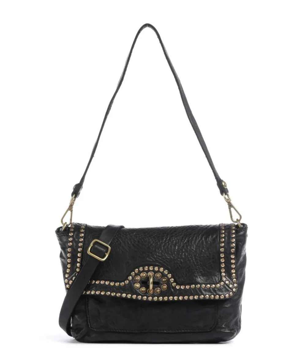 Shoulder bag fine grain cow leather black