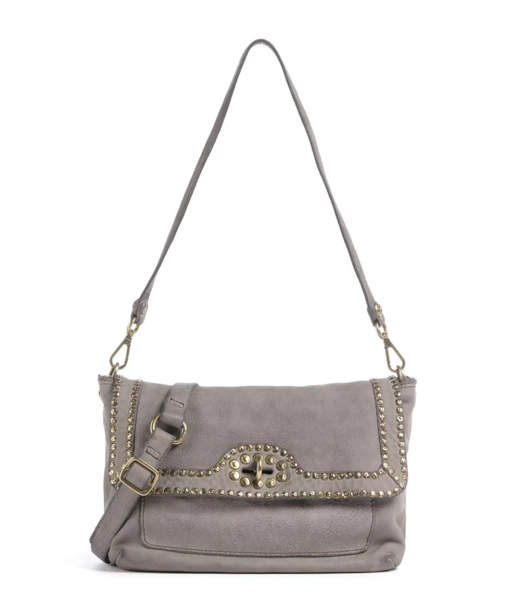 Shoulder bag fine grain cow leather grey