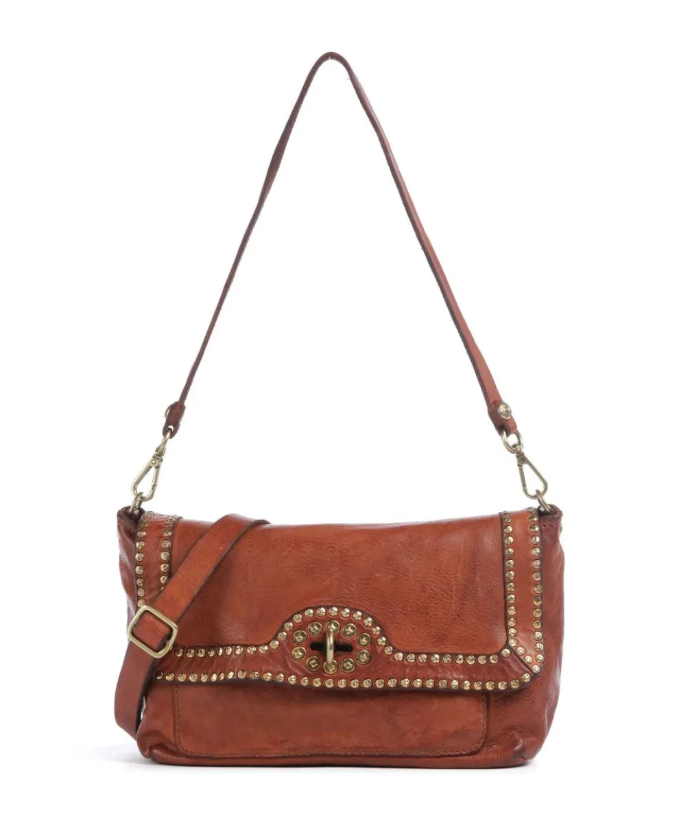 Shoulder bag fine grain cow leather cognac