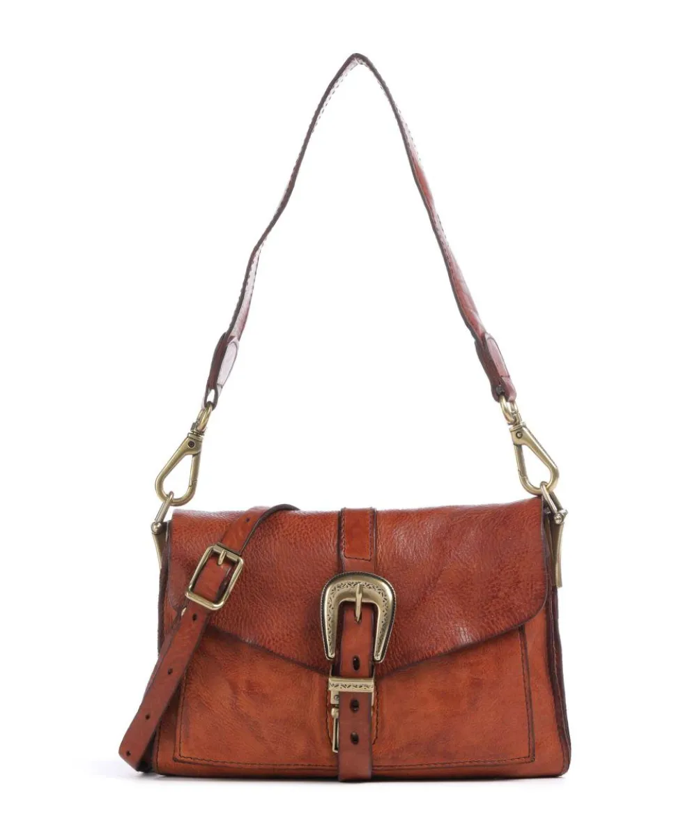 Shoulder bag fine grain cow leather cognac