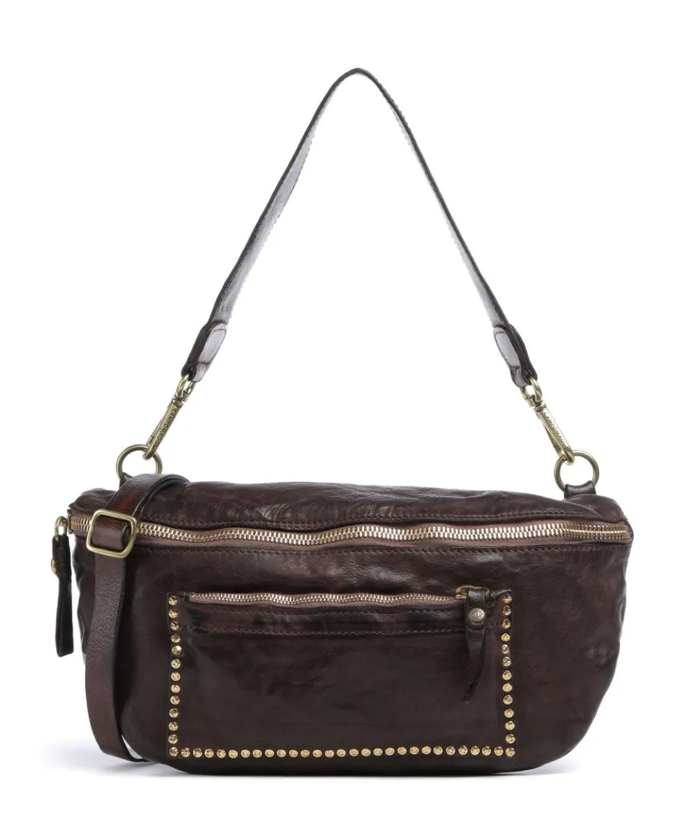 Shoulder bag fine grain cow leather dark brown