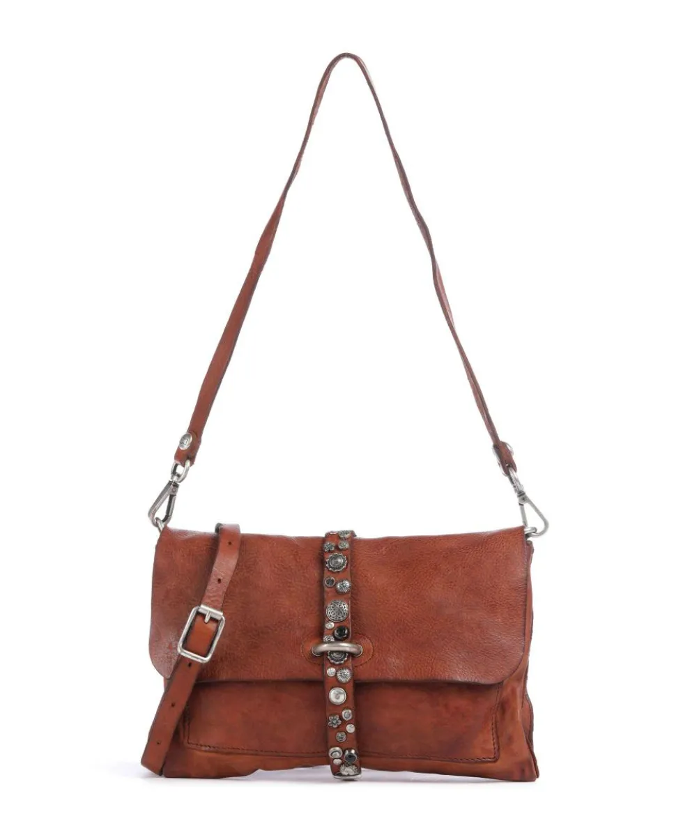 Shoulder bag fine grain cow leather cognac