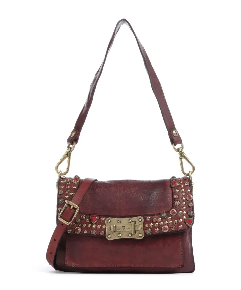 Shoulder bag fine grain cow leather bordeaux red