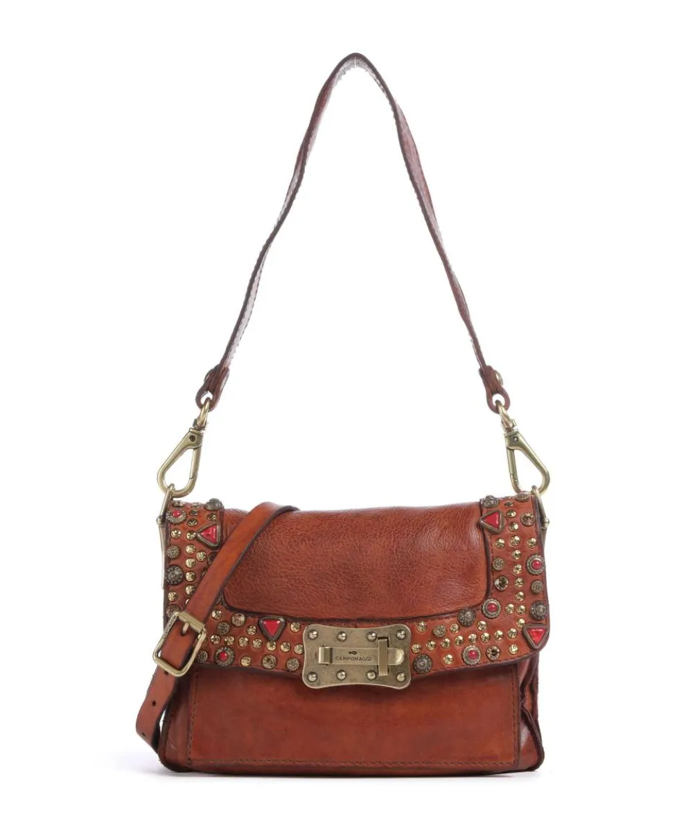 Shoulder bag fine grain cow leather cognac