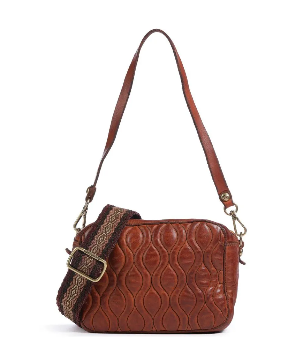 Shoulder bag grained cow leather cognac
