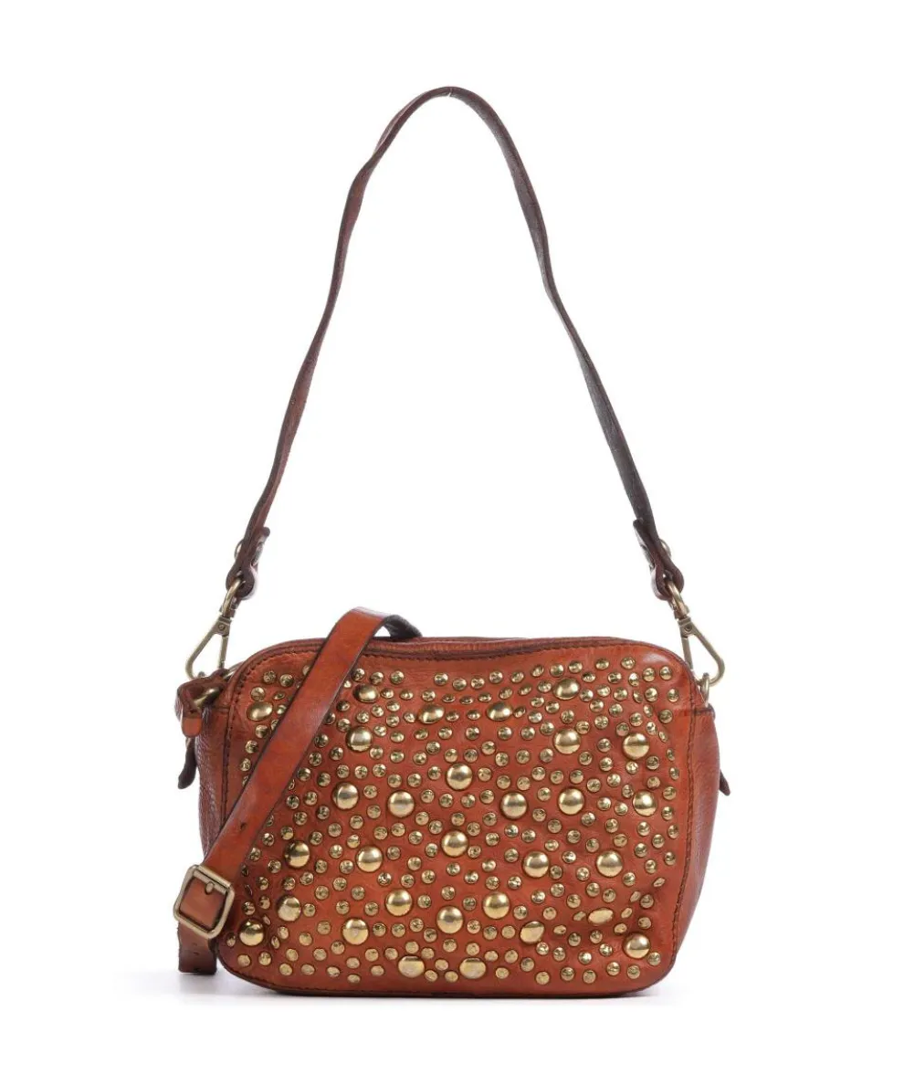 Shoulder bag grained cow leather cognac