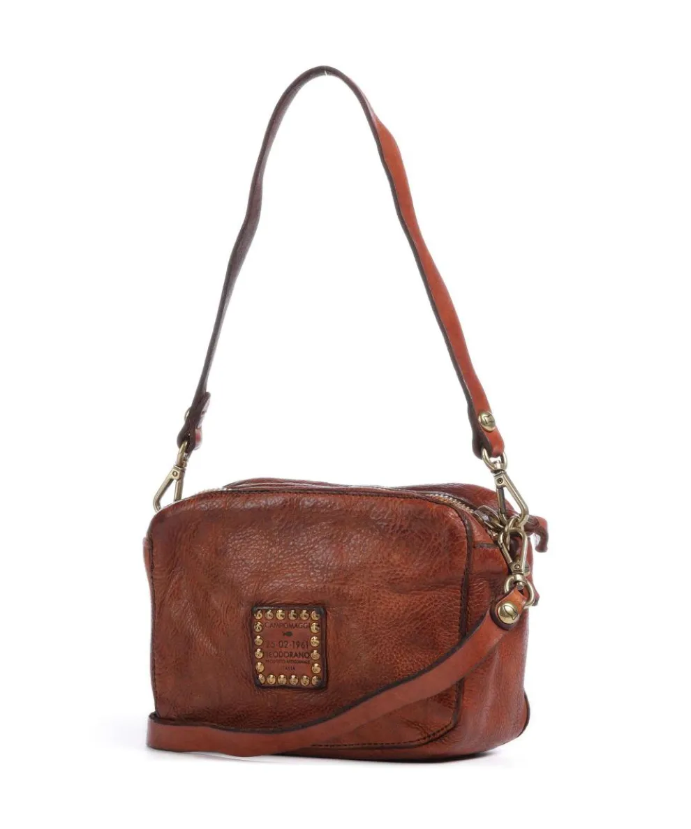 Shoulder bag grained cow leather cognac