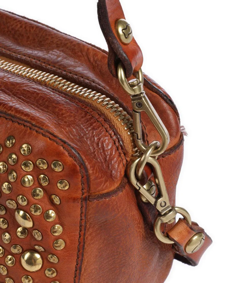 Shoulder bag grained cow leather cognac