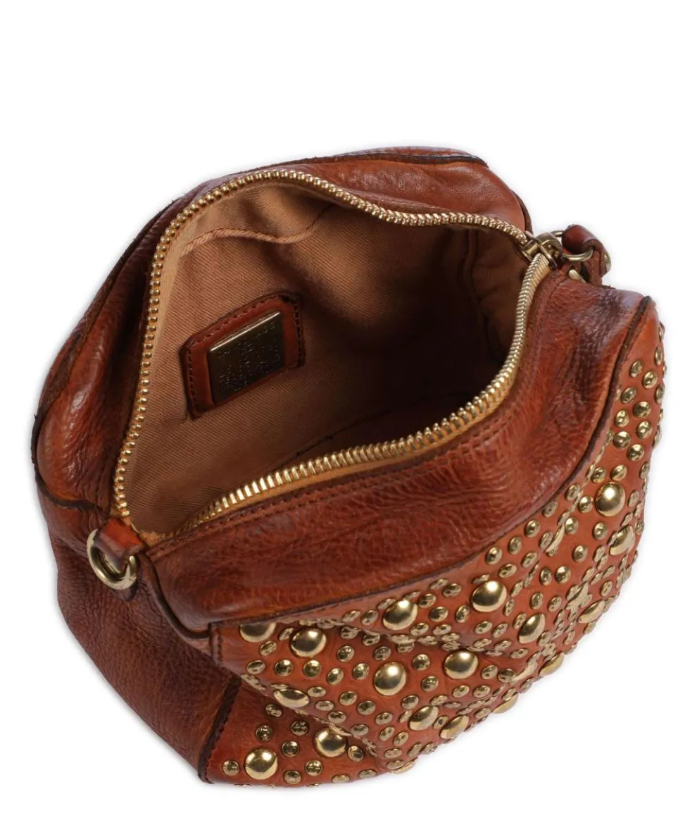 Shoulder bag grained cow leather cognac