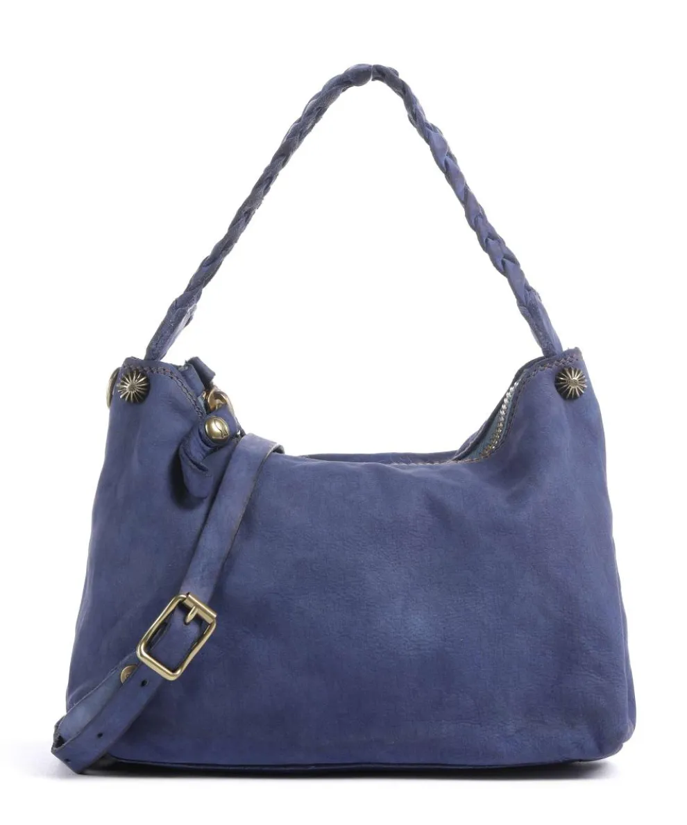 Shoulder bag grained cow leather dark blue
