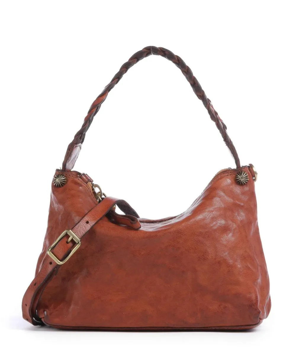 Shoulder bag grained cow leather cognac