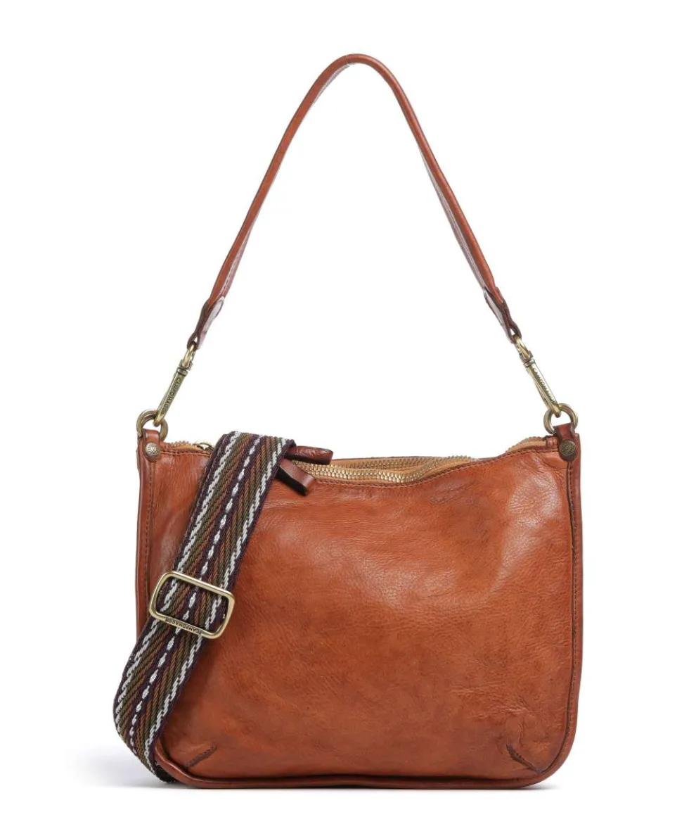 Shoulder bag grained cow leather cognac