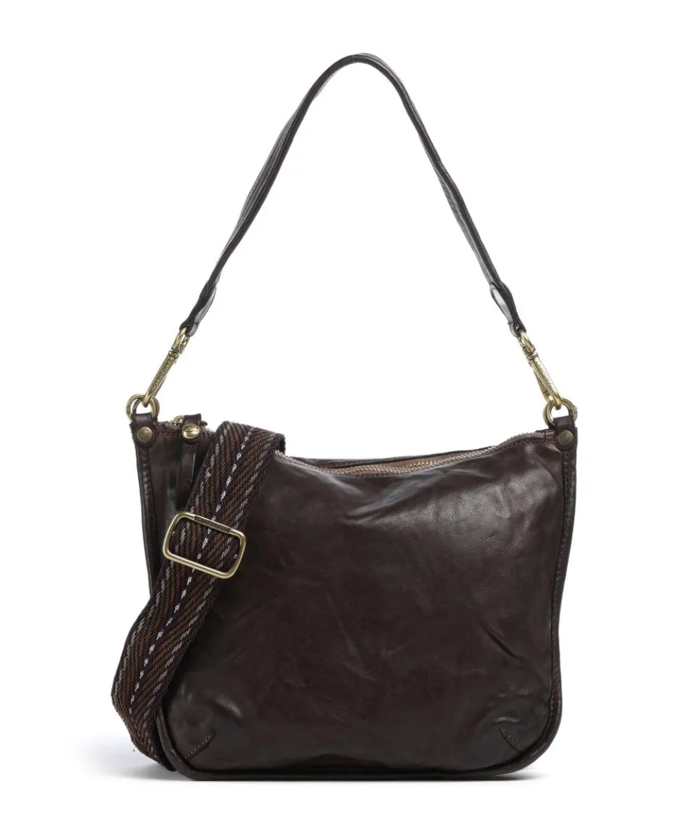 Shoulder bag grained cow leather dark brown