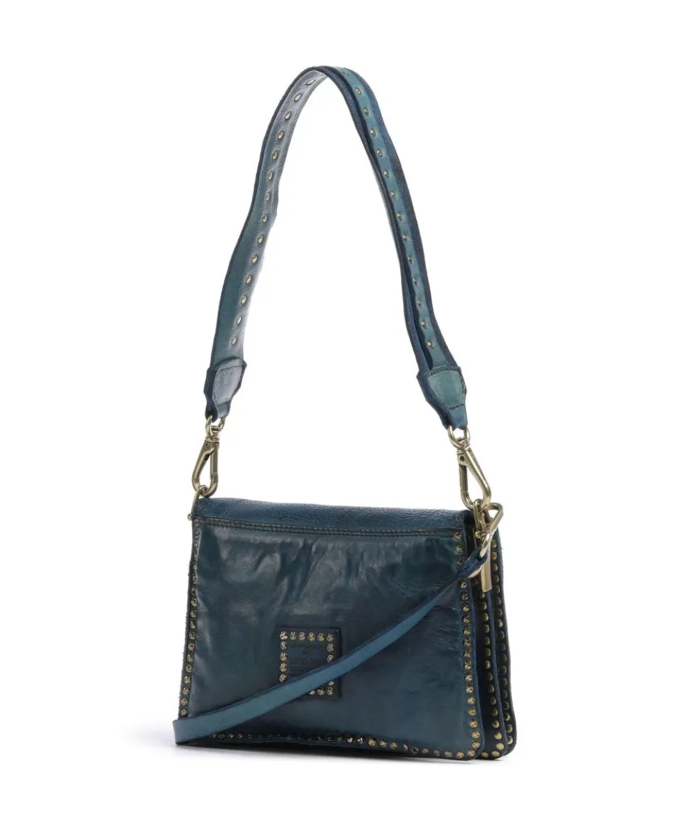 Shoulder bag grained cow leather petrol