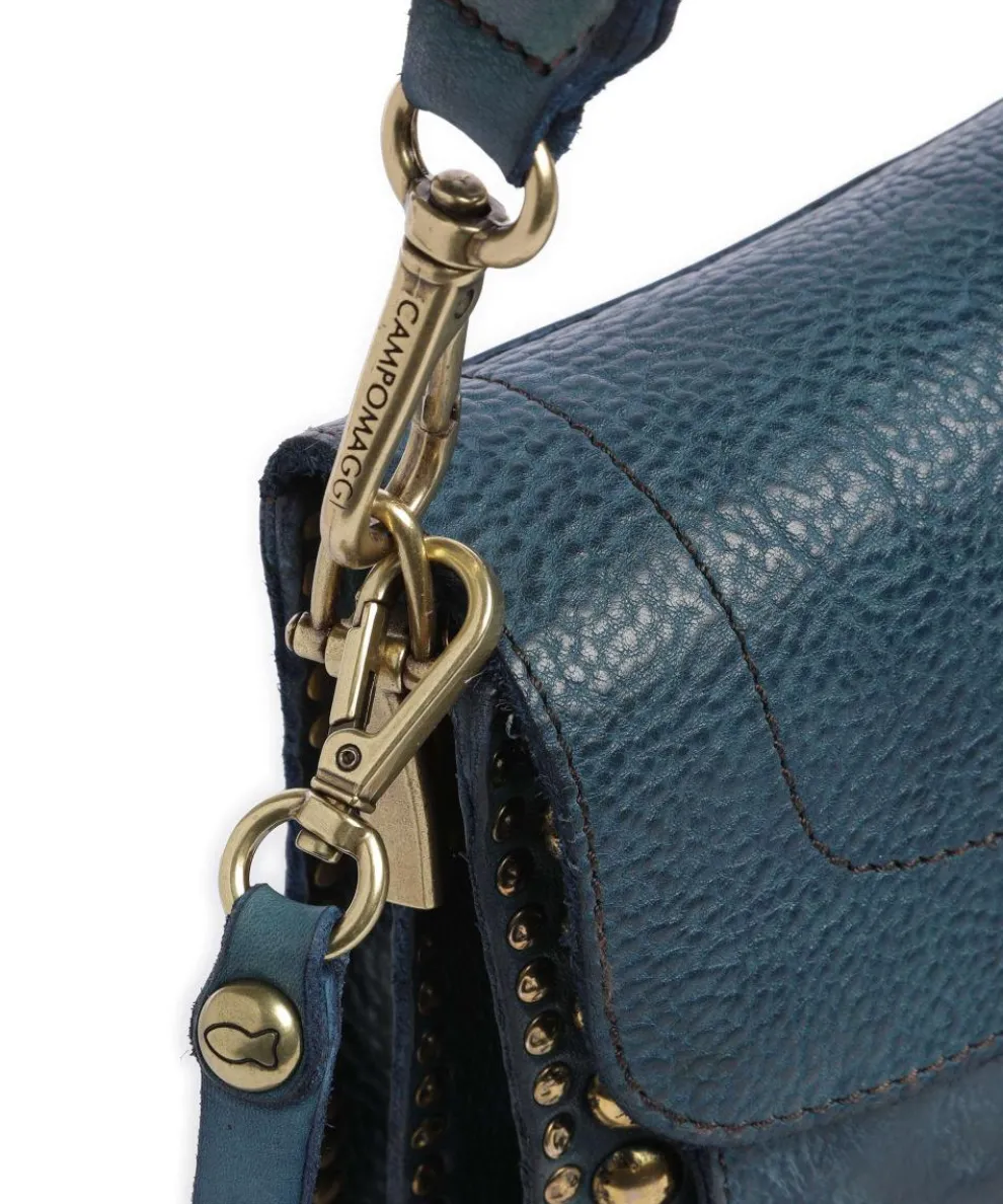 Shoulder bag grained cow leather petrol