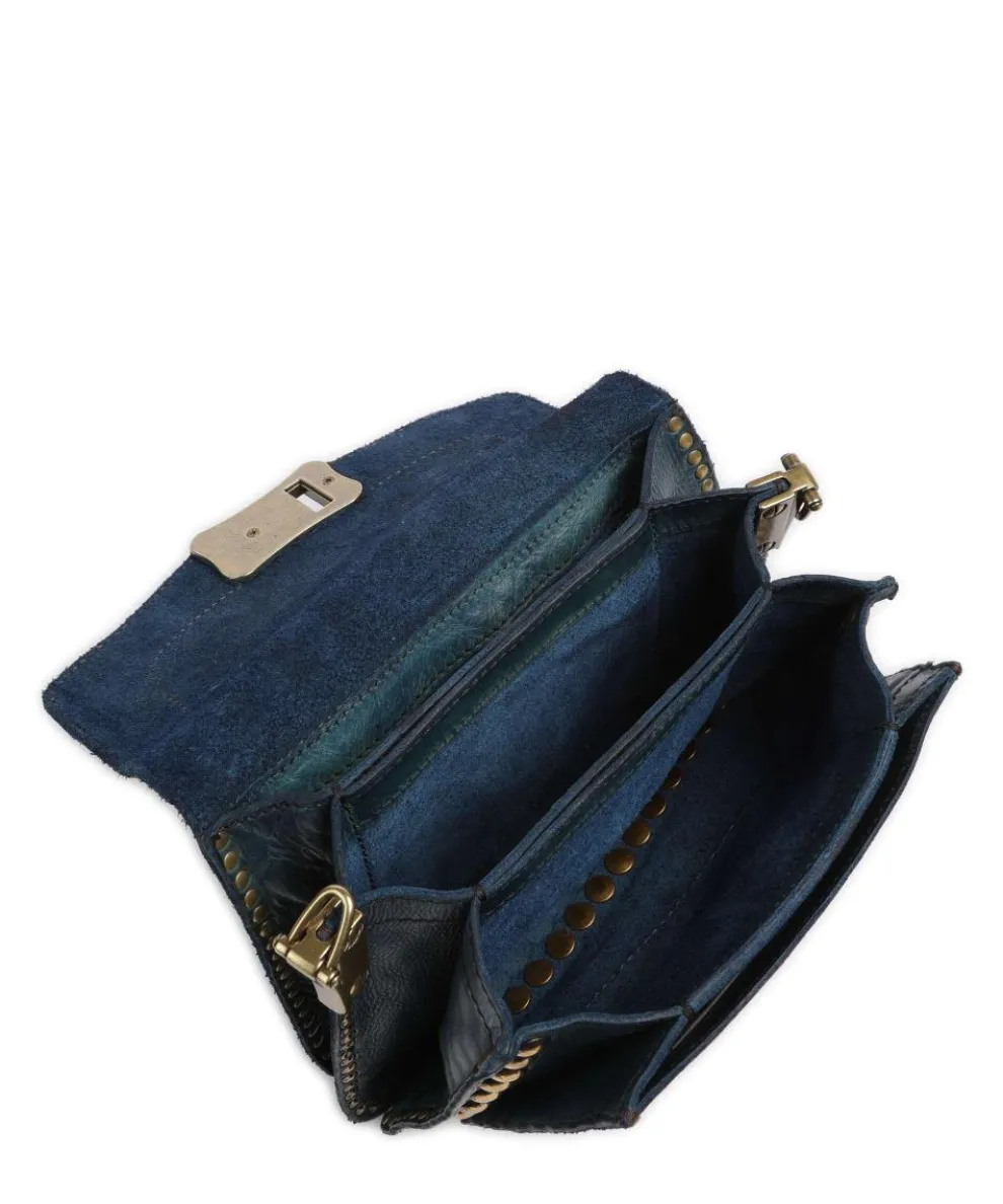 Shoulder bag grained cow leather petrol