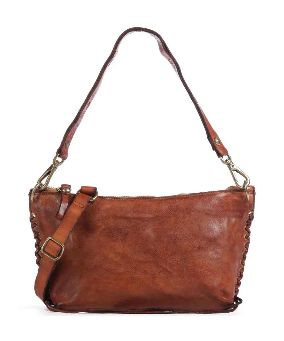 Shoulder bag grained cow leather cognac