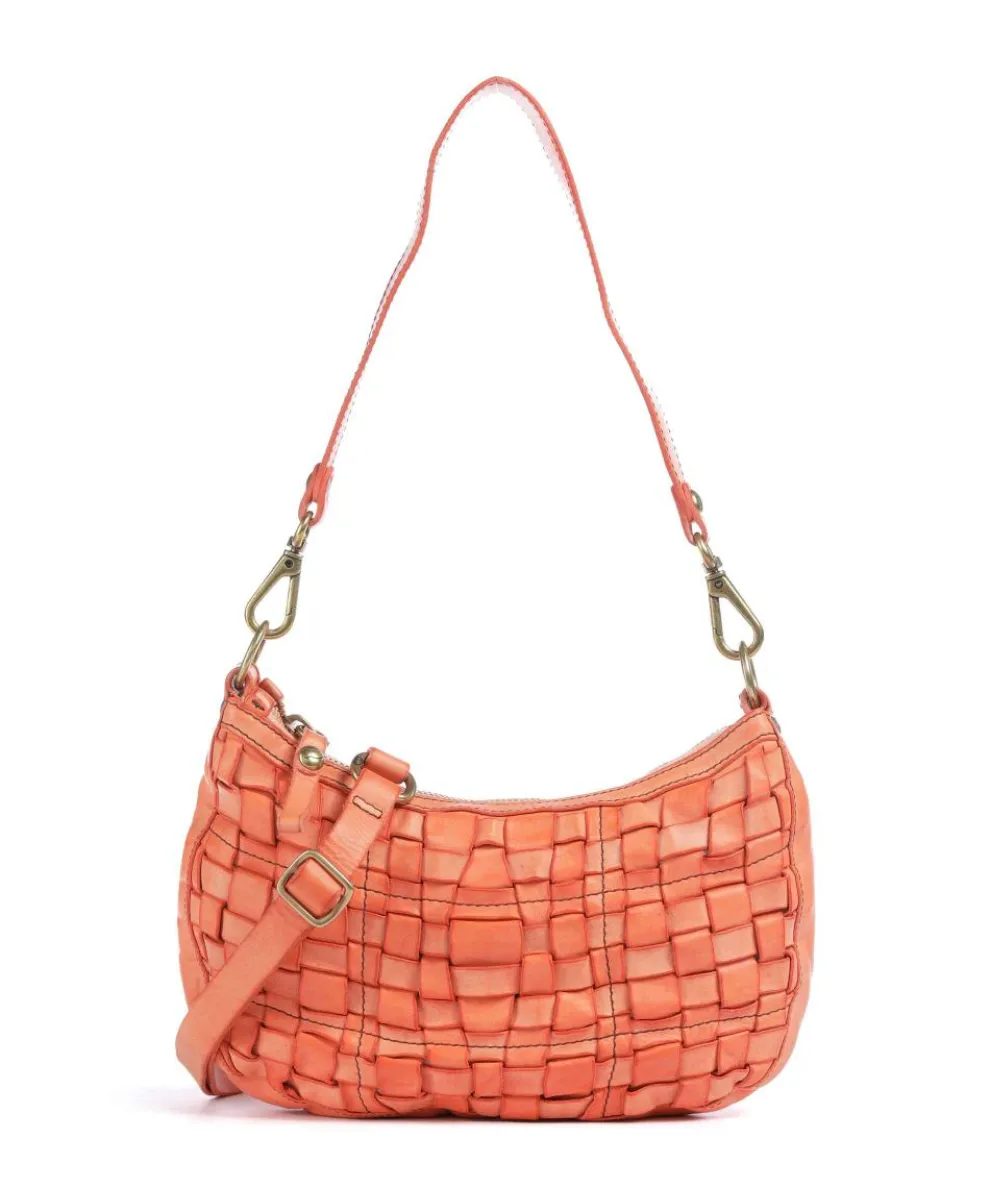 Shoulder bag grained cow leather orange