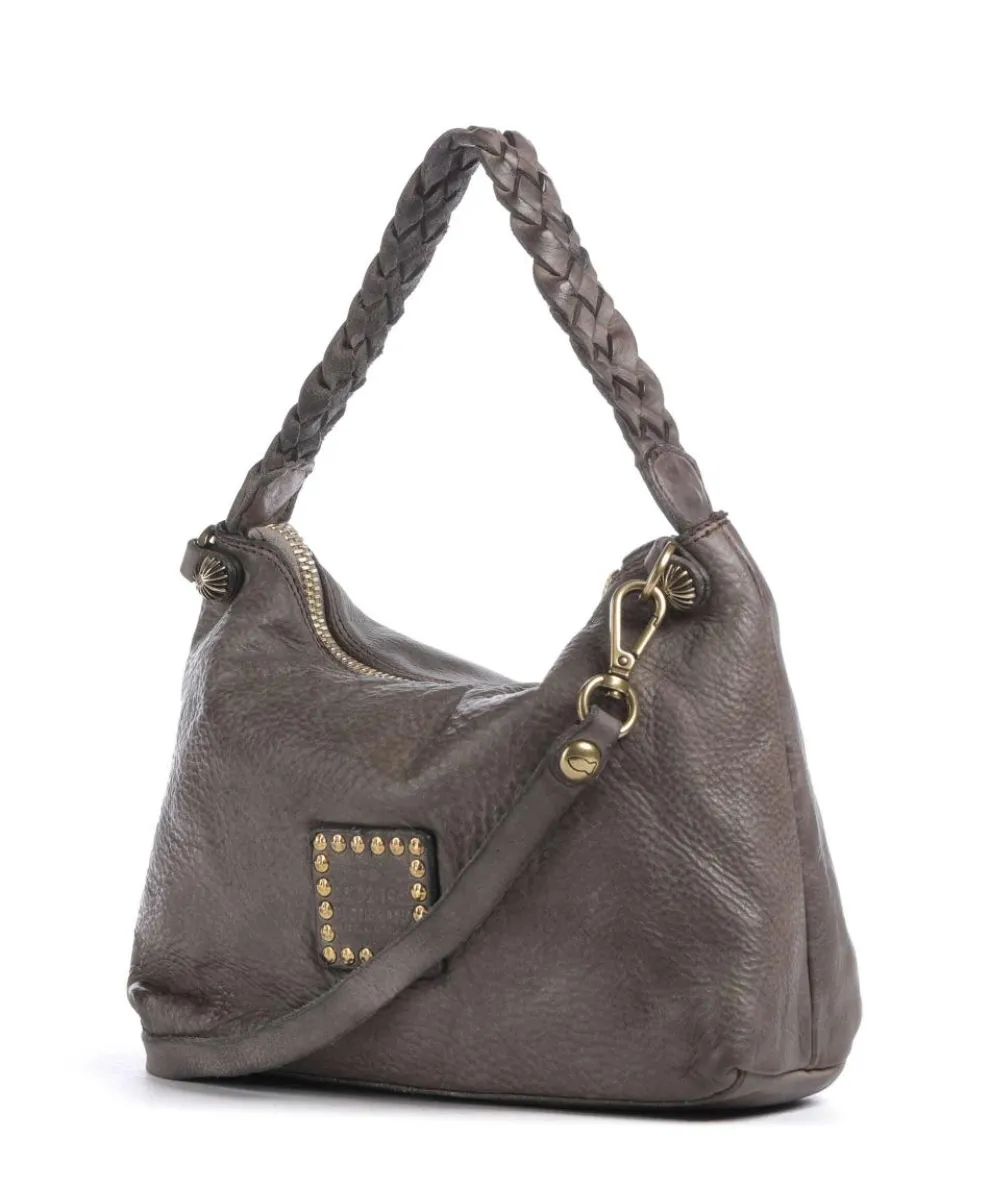 Shoulder bag grained cow leather dark grey
